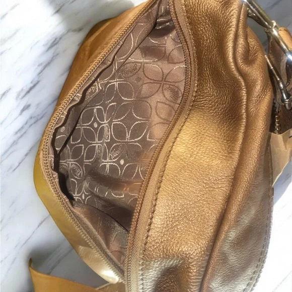 Vintage Fossil Sutter metallic bronze leather crossbody Y2k - Picture 7 of 15